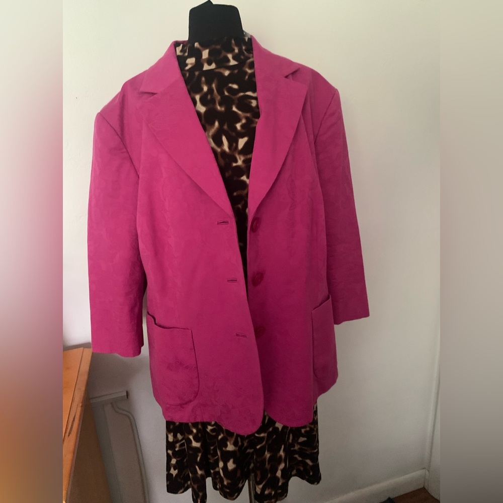 Dana Buchman Woman Blazer Plus Size 24 Pink Jacket Chic Retro Glam Floral Y2K